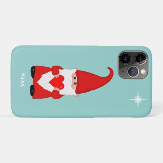 Happy gnoom met hart en blauwgroen Case-Mate iPhone case (Achterkant (horizontaal))