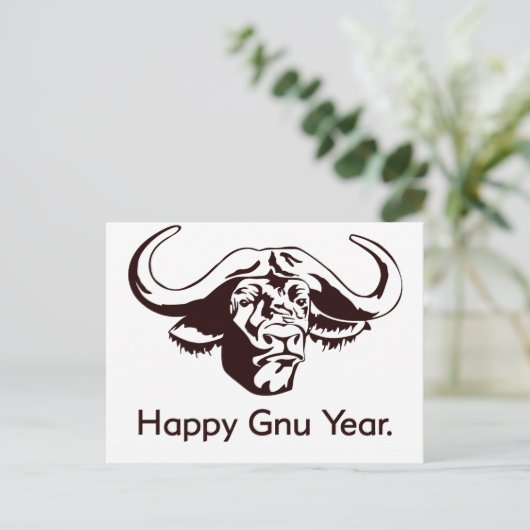 Happy Gnu Year Briefkaart (Staand voorkant)
