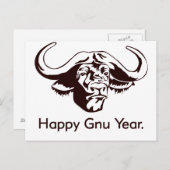 Happy Gnu Year Briefkaart (Voorkant / Achterkant)