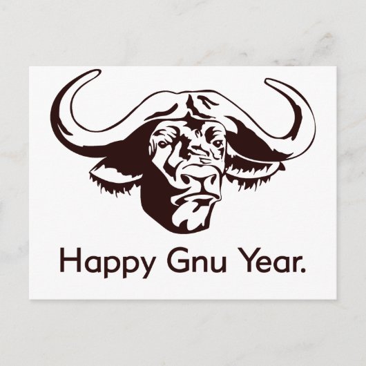 Happy Gnu Year Briefkaart (Voorkant)