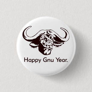 Happy Gnu Year Ronde Button 3,2 Cm