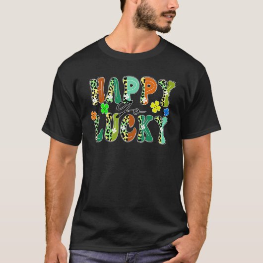 Happy Go gelukkig Leopard ontwerp St patrick's day T-shirt (Voorkant)