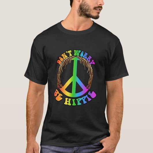 Happy Go Hippie Rasta Design T-shirt (Voorkant)