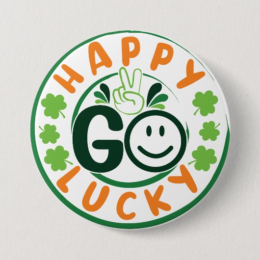 Happy Go Lucky-52904 Ronde Button 7,6 Cm (Voorkant)