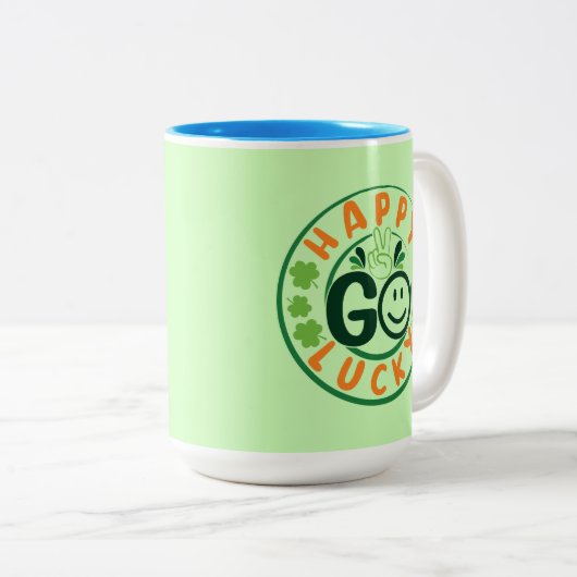 Happy Go Lucky-52904 Tweekleurige Koffiemok (Voorkant rechts)