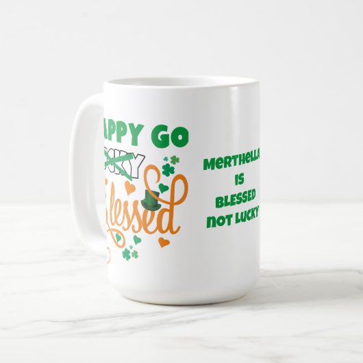 HAPPY GO Lucky GEZEGEND Persoonlijke St Patrick's  Koffiemok (Voorkant links)