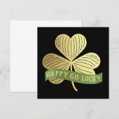 Happy Go Lucky Gold Shamrock St Patrick's Day (Voorkant / Achterkant)