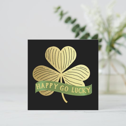 Happy Go Lucky Gold Shamrock St Patrick's Day (Staand voorkant)