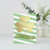 Happy Go Lucky Gold Shamrock St Patrick's Day Briefkaart (Staand voorkant)