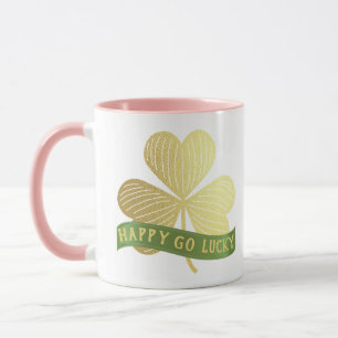 Happy Go Lucky Gold Shamrock St Patrick's Pink Mok