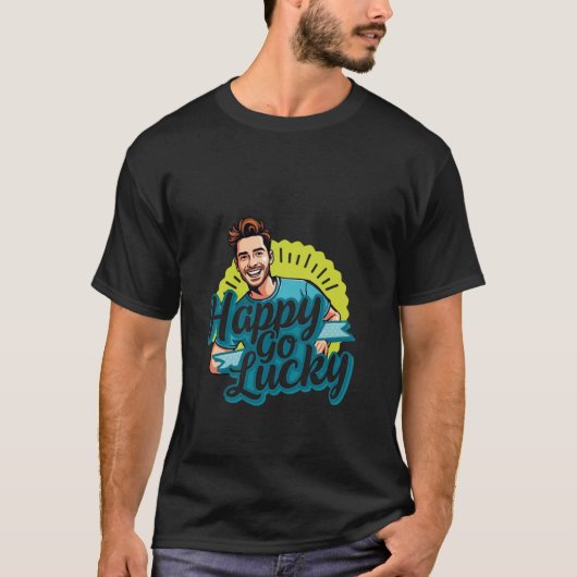 Happy Go Lucky: Lachend Man met positieve vibes T-shirt (Voorkant)