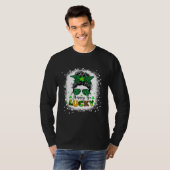 Happy Go Lucky Messy Bun Shamrock St Patrick s Day T-shirt (Voorkant volledig)