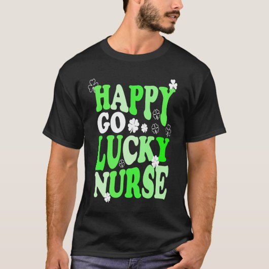 Happy Go Lucky Nurse St Patricks Day Scrub Top (Voorkant)