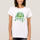Happy Go Lucky Rainbow Clover St Patrick's Day T-shirt (Voorkant)