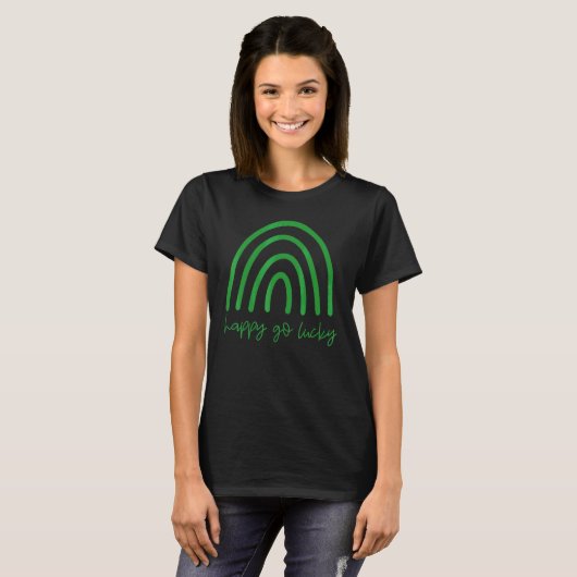 Happy Go Lucky Rainbow Funny St Patrick's Day Iris T-shirt (Voorkant volledig)