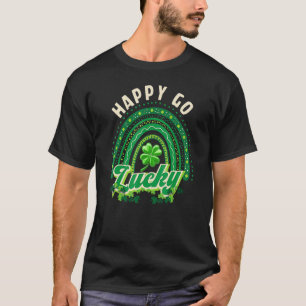 Happy Go Lucky Rainbow Leopard Lucky Saint Patrick T-shirt