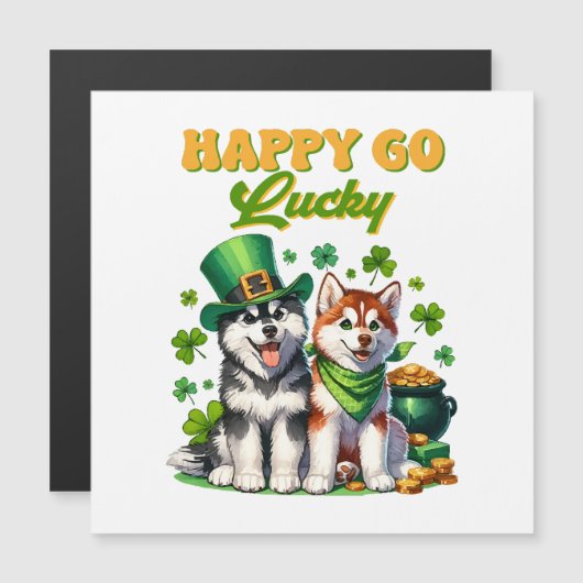 Happy Go Lucky Schattige Husky St. Patricks Day (Voorkant / Achterkant)