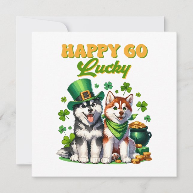 Happy Go Lucky Schattige Husky St. Patricks Day (Voorkant)