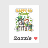 Happy Go Lucky Schattige Husky St. Patricks Day Sticker (Vel)