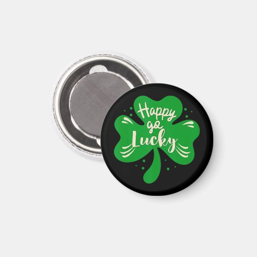 Happy Go Lucky Shamrock St. Patricks Day Magneet (Voorkant / Achterkant)