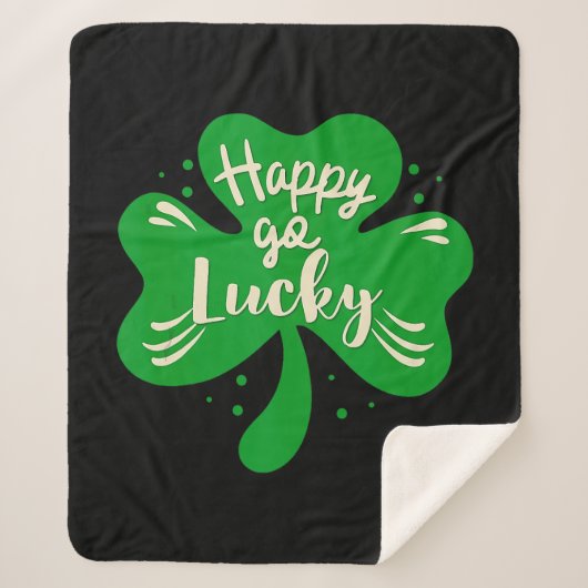 Happy Go Lucky Shamrock St. Patricks Day Sherpa Deken (Voorkant)