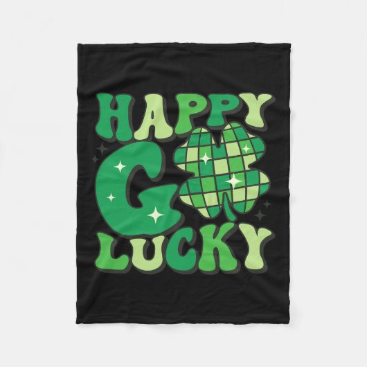Happy Go Lucky Shamrock St Patricks Day Women Mann Fleece Deken (Voorkant)