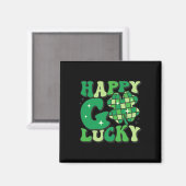 Happy Go Lucky Shamrock St Patricks Day Women Mann Magneet (Voorkant / Achterkant)
