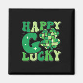Happy Go Lucky Shamrock St Patricks Day Women Mann Magneet (Voorkant)