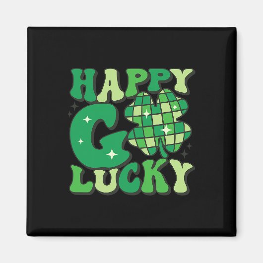 Happy Go Lucky Shamrock St Patricks Day Women Mann Magneet (Voorkant)