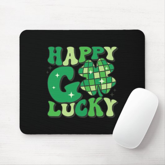 Happy Go Lucky Shamrock St Patricks Day Women Mann Muismat (Met muis)