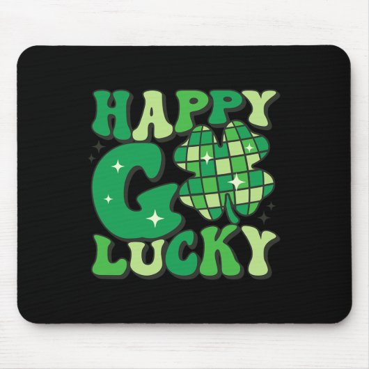 Happy Go Lucky Shamrock St Patricks Day Women Mann Muismat (Voorkant)