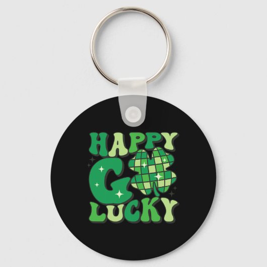 Happy Go Lucky Shamrock St Patricks Day Women Mann Sleutelhanger (Voorkant)