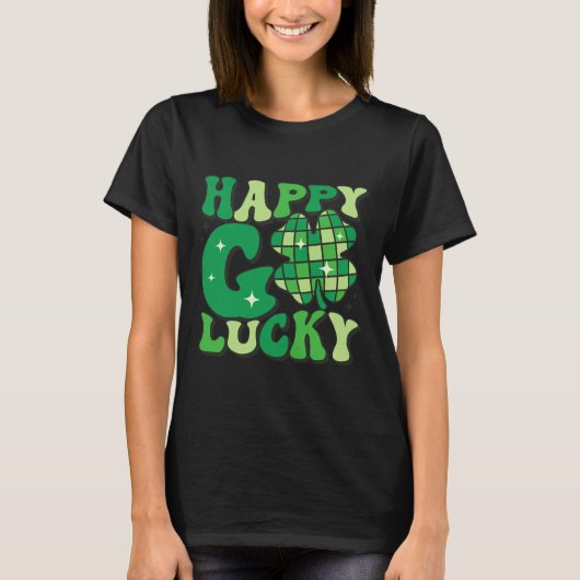 Happy Go Lucky Shamrock St Patricks Day Women Mann T-shirt (Voorkant)