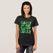 Happy Go Lucky Shamrock St Patricks Day Women Mann T-shirt (Voorkant volledig)