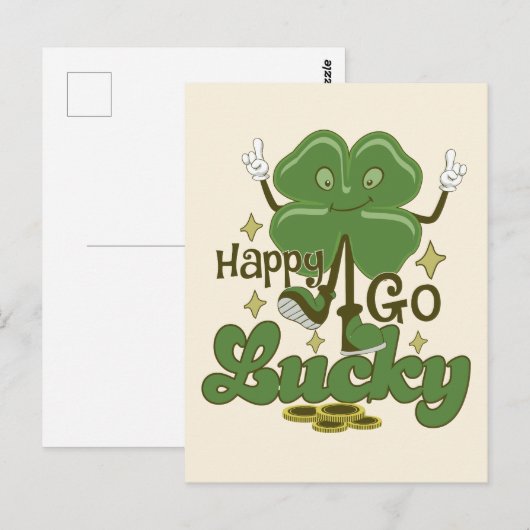 Happy Go Lucky St. Patrick's Day Briefkaart (Voorkant / Achterkant)