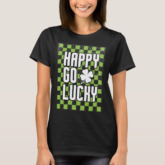 Happy Go Lucky St Patrick's Day Checkered T-shirt (Voorkant)