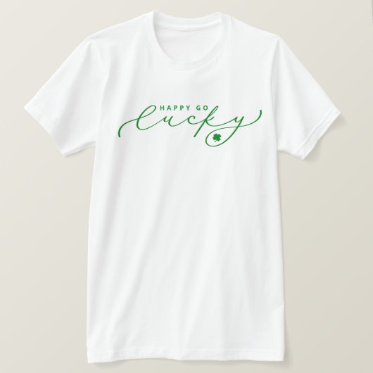 Happy Go Lucky St. Patrick's Day Cute Green Script T-shirt (Design voorkant)