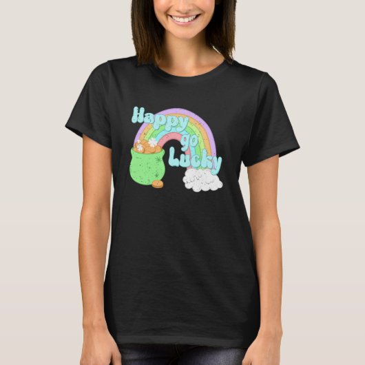 Happy Go Lucky St Patrick's Day regenboog voor jon T-shirt (Voorkant)