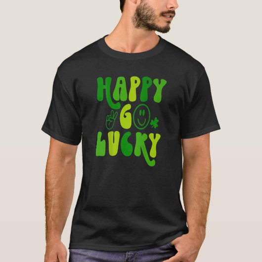 Happy Go Lucky St Patrick's Day Retro Irish Irelan T-shirt (Voorkant)
