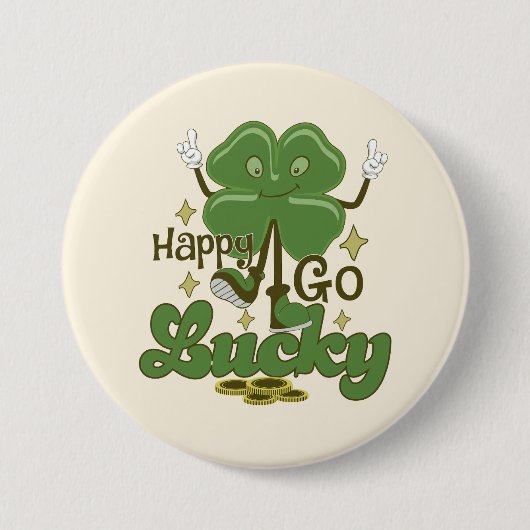 Happy Go Lucky St. Patrick's Day Ronde Button 7,6 Cm (Voorkant)