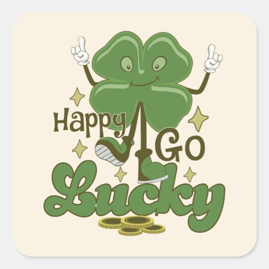 Happy Go Lucky St. Patrick's Day Vierkante Sticker (Voorkant)