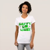 HAPPY GO LUCKY T-shirt voor dames shamrocks (Voorkant volledig)
