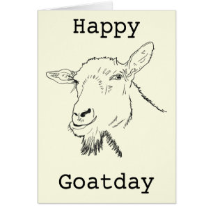 Happy Goat Day Funny Quirky Animal Art Drawing