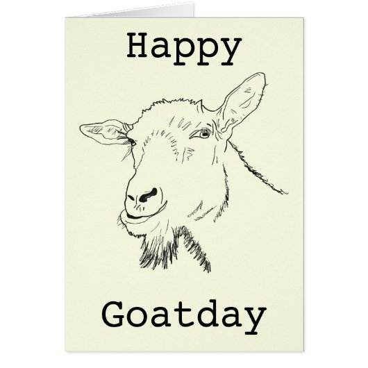 Happy Goat Day Funny Quirky Animal Art Drawing (Voorkant)