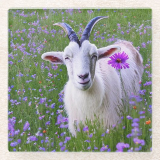 Happy Goat Glazen Onderzetter (Voorkant)