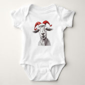 Happy Goat met twee kerstmutsen, vakantie geit Romper (Voorkant)