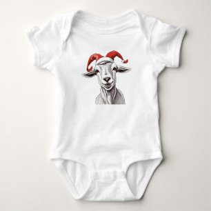 Happy Goat met twee kerstmutsen, vakantie geit Romper