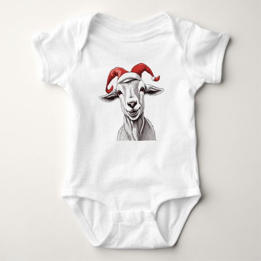 Happy Goat met twee kerstmutsen, vakantie geit Romper (Voorkant)