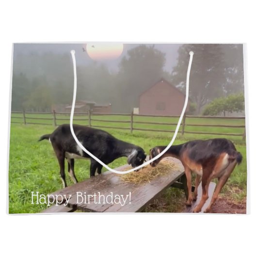 Happy Goat Sunset Verjaardag Groot Cadeauzakje (Voorkant)