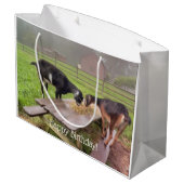 Happy Goat Sunset Verjaardag Groot Cadeauzakje (Achterkant Gekanteld)